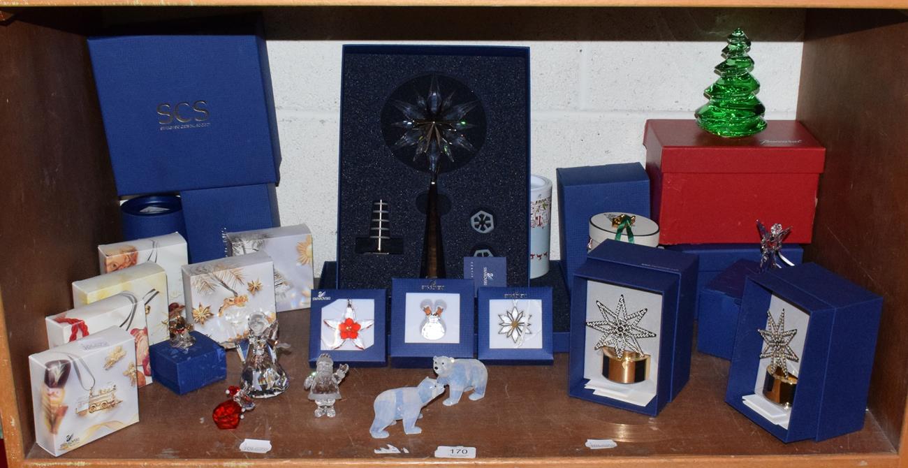 Lot 170 - Swarovski Christmas decorations including large star (boxed) (qty)