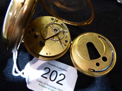 Lot 202 - A 19th century 18 carat gold cased open face pocket watch, Roman dial with subsidiary seconds dial