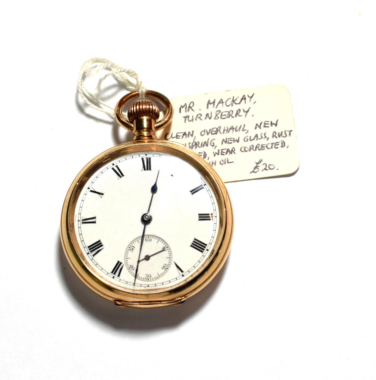 Lot 204 - A gold plated Waltham pocket watch, Roman dial, subsidiary second dial