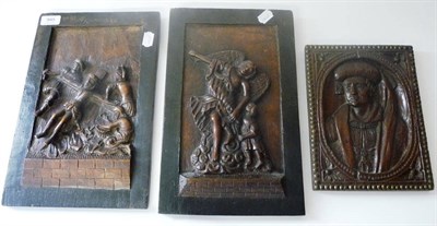 Lot 945 - A Matched Pair of French Walnut Relief Carved Panels, in 15th century style, depicting Christ being