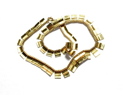 Lot 210 - A 9 carat gold fancy link necklace, length 44cm