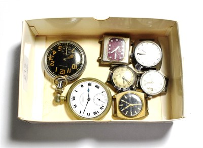 Lot 212 - A collection of pocket and wristwatches including Waltham military issue (7)