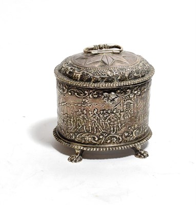 Lot 258 - A Dutch or German silver tea caddy, with English import marks for Boaz Moses Landeck, Chester,...