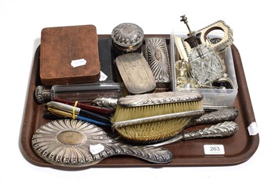 Lot 263 - A collection of assorted silver, including a part dressing table service, two cased sets of spoons
