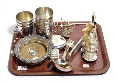 Lot 265 - A collection of silver and silver-plate, including: a silver five-bar toast-rack; a silver...