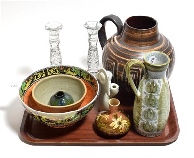 Lot 271 - A Denby vase and jug, Maling bowl, Rye jug etc (10)
