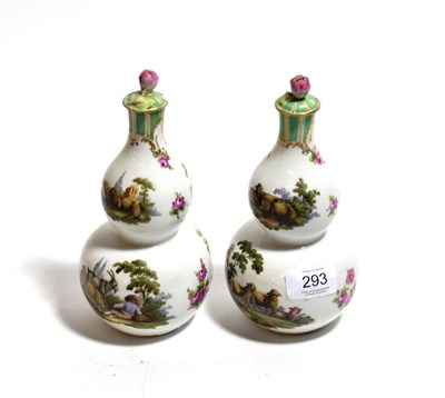 Lot 293 - A pair of Helena Wolfsohn style porcelain double gourd vases and covers