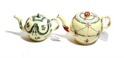 Lot 294 - A late 18th century Yorkshire creamware teapot; together with a smaller example (2)