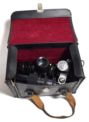Lot 320 - Pentax S1A Camera with Carl Zeiss lenses 50mm and 135mm; Grand Prix 37mm lens and a 100-300mm zoom