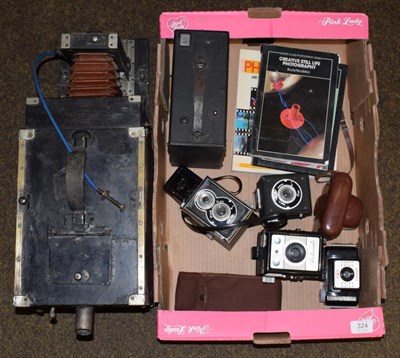 Lot 324 - Various Cameras including a folding camera with Carl Zeiss lens and six other items