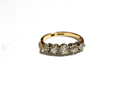 Lot 340 - A 9 carat gold old cut diamond five stone ring, finger size P1/2