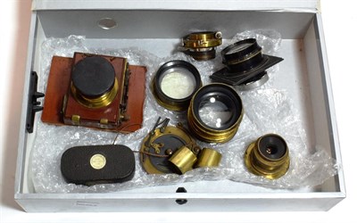 Lot 357 - Various lenses: Thornton Pickard, Capi Plasticca 24mm f4, Taylor Hobson 10x8, Lancaster, Cooke...