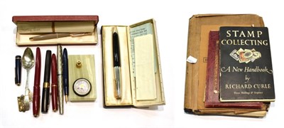 Lot 359 - A collection of pens and pencils including Parker examples; together with an album of stamps