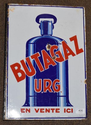 Lot 406 - A Butagaz URG enamelled double-sided sign, 49cm height