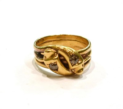 Lot 440 - An 18 carat gold diamond set snake ring, finger size W