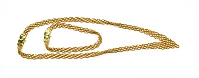 Lot 441 - A mesh necklace and bracelet suite stamped '14KT', necklace length 42cm, bracelet length 18.7cm