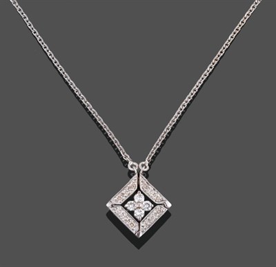 Lot 2002 - An 18 Carat White Gold Diamond Necklace, to be worn as a row of diamond set trapezium shaped...