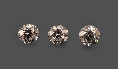 Lot 2069 - Three Loose Round Brilliant Cut Diamonds, weighing 0.55, 0.59 and 0.60 carat approximately not...