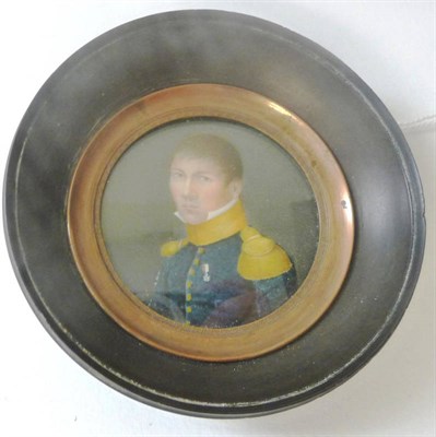 Lot 982 - French School, 19th century: Portrait Miniature of a Naval Officer, with gilt collar and epaulettes