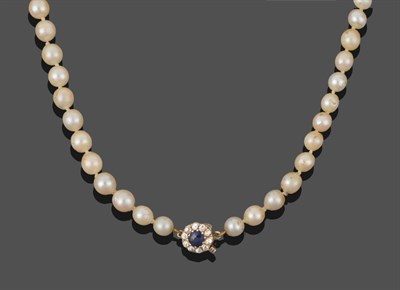 Lot 2155 - A Cultured Pearl Necklace, eighty-eight off-round cultured pearls knotted to a circular clasp...