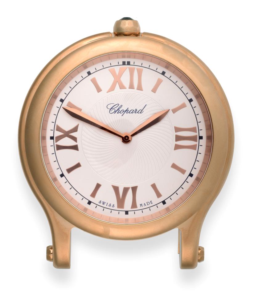 Lot 2196 - A Travelling/Desk Timepiece, signed Chopard, model: Happy Sport, circa 2015, quartz movement,...