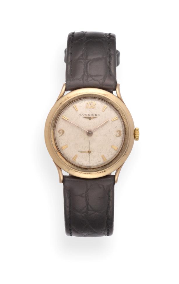 Lot 2201 - A 14ct Gold Wristwatch, signed Longines, circa 1960, (calibre 370) lever movement signed and...