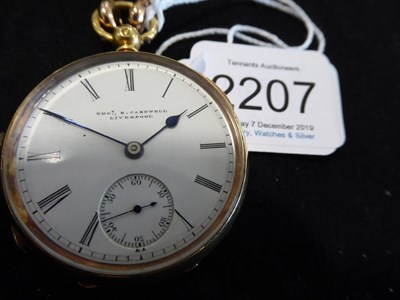 Lot 2207 - An 18ct Gold Open Faced Pocket Watch, signed Thos B.Cardwell, Liverpool, 1881, lever movement...