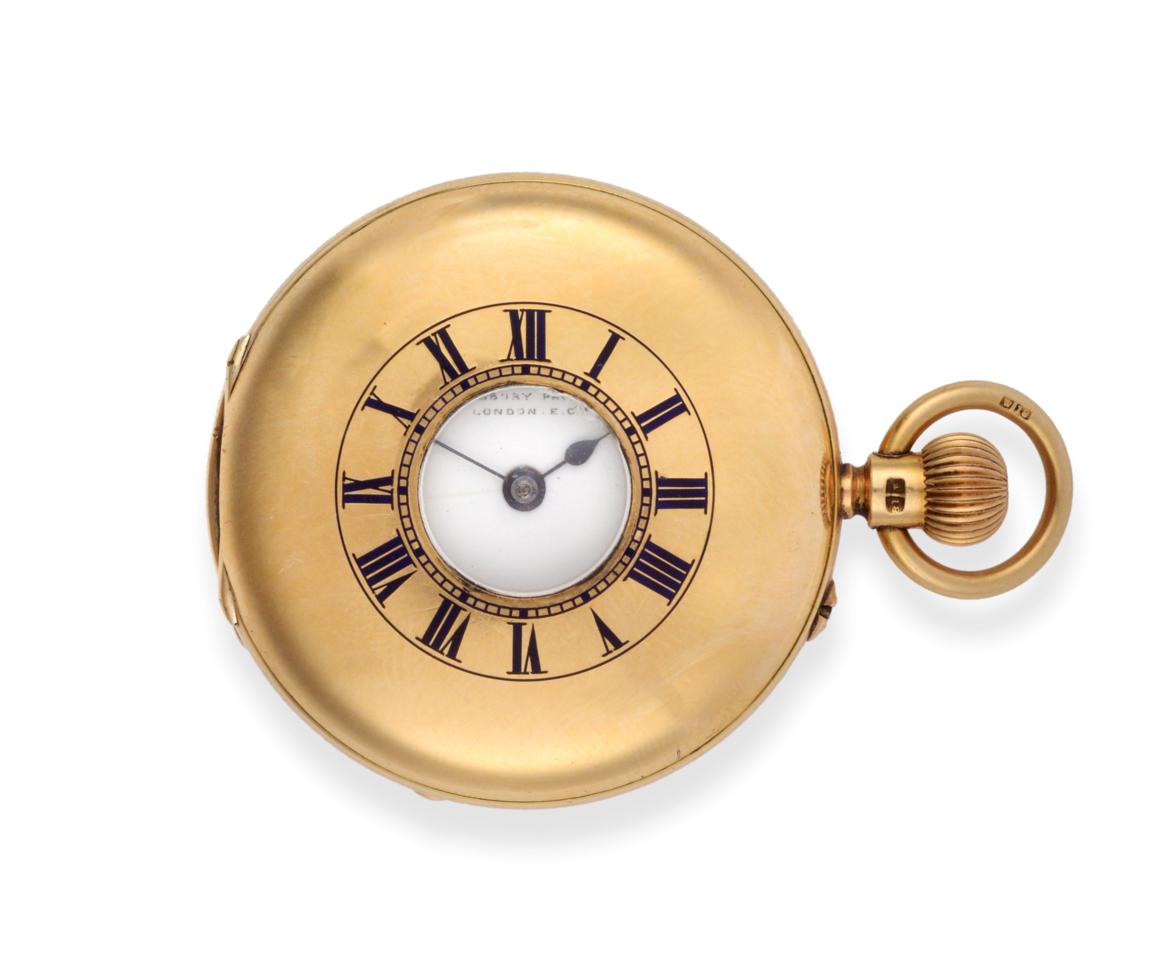 Lot 2209 - A Lady's 18ct Gold Half Hunter Fob Watch, retailed by H Phillips, Finsbury, Pavement, London,...