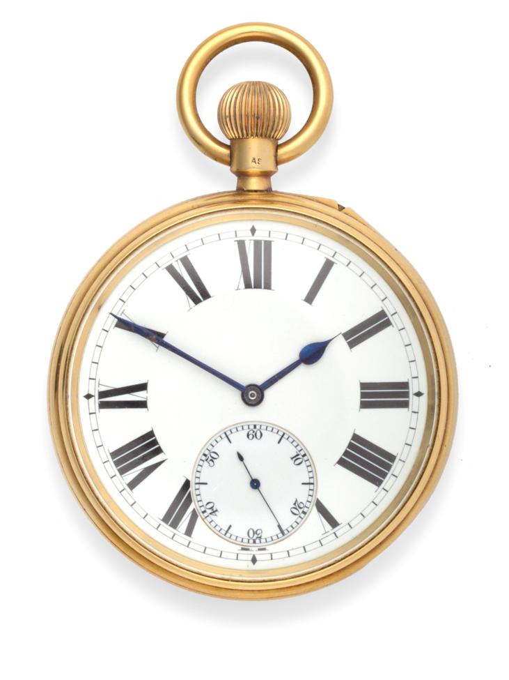 Lot 2220 - An 18ct Gold Open Faced Pocket Watch, signed Bright & Sons, Scarborough, circa 1870, lever movement