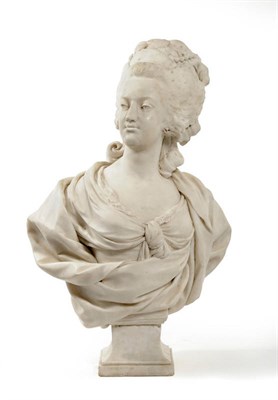 Lot 1002 - After Louis-Simon Boizot (1743-1809): A French Carved Marble Bust of Marie Antoinette, early...