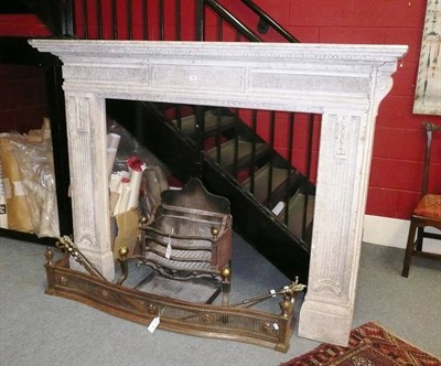 Lot 1007 - A Victorian White Painted Pine Chimney Piece, 19th century, the dentil and fluted frieze...