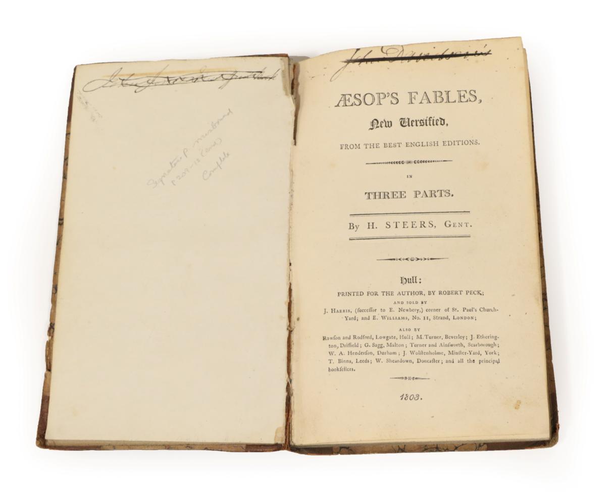 Lot 18 - Steers, H. (versifier); Aesop Aesop's Fables, New Versified from the Best English editions....