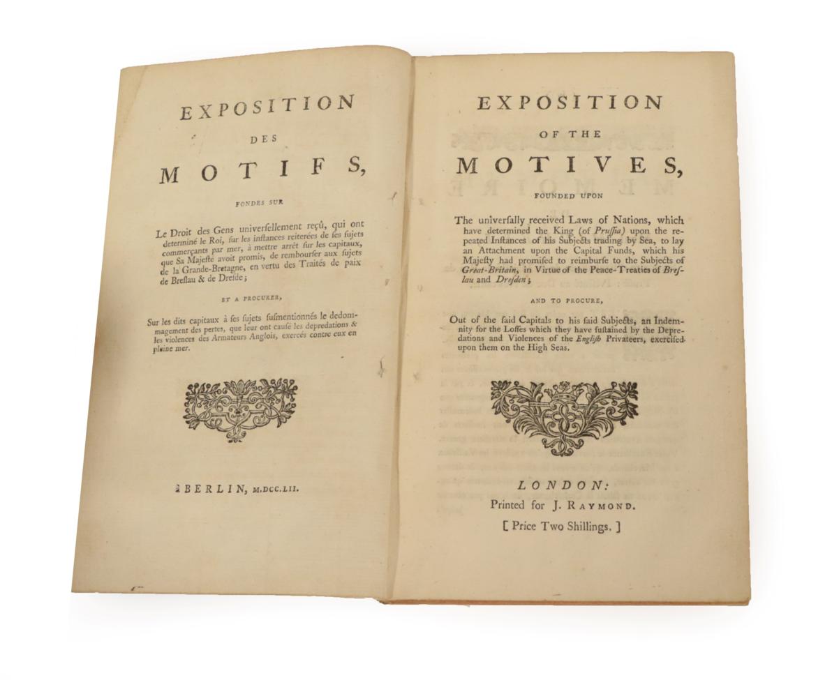 Lot 65 - [Michell, Abraham Louis] Exposition of the motives, founded upon the universally received Laws...