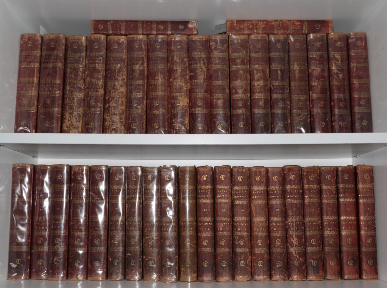 Lot 67 - Clarke, J. and M'Arthur, J. (eds) The Naval Chronicle. Joyce Gold, 1799-1818. 8vo (39 vols)....