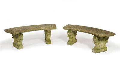 Lot 1014 - A Pair of Hand Carved Natural Limestone Benches, with egg and dart decoration to the seat and...