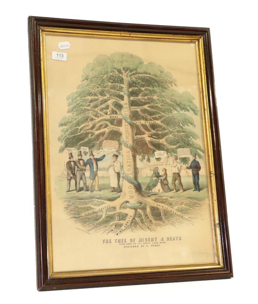 Lot 113 - Peake, G. The Tree of Misery and Death. c.1880. Hand-coloured lithograph, framed and glazed....