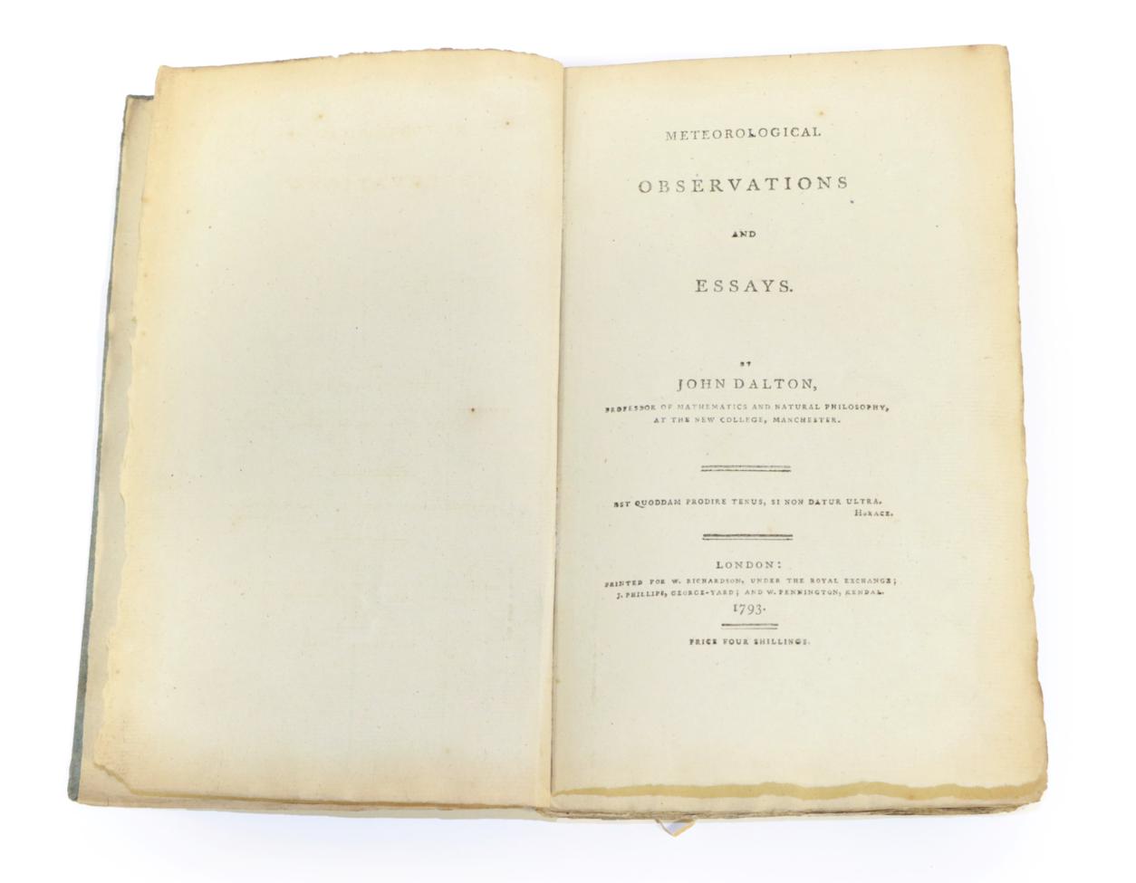 Lot 119 - Dalton, John Meteorological Observations and Essays. Printed for W. Richardson, under the Royal...
