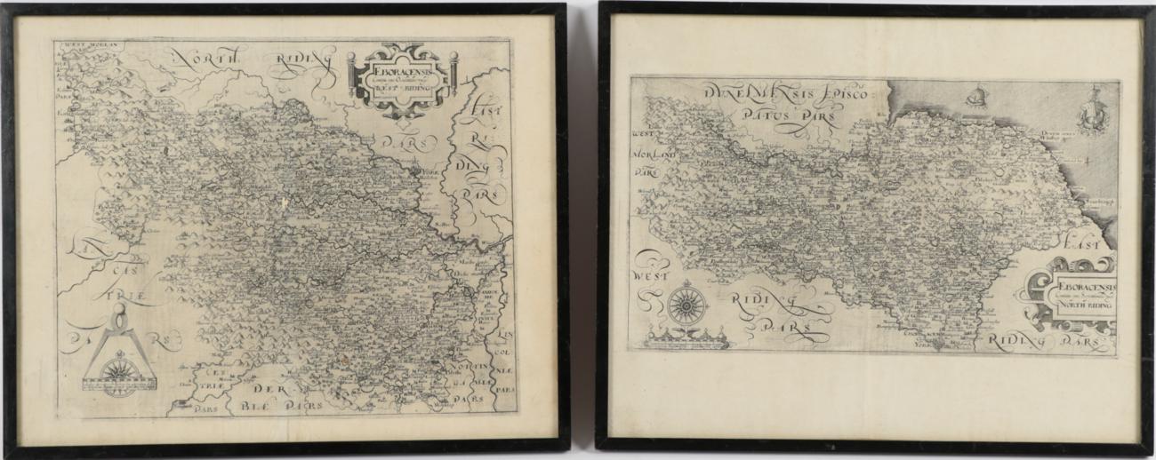 Lot 148 - Saxton, Christopher; Hole, William (eng.) West Riding and North Riding. [1610]. Framed and...