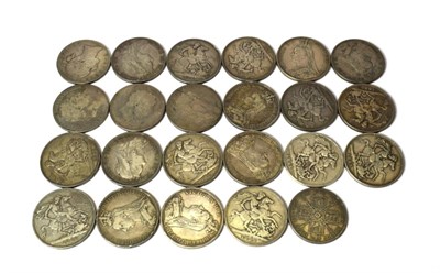 Lot 2012 - 20 x Victorian Crown Various Dates and Grades, along with 3 x George III Crowns (Worn)