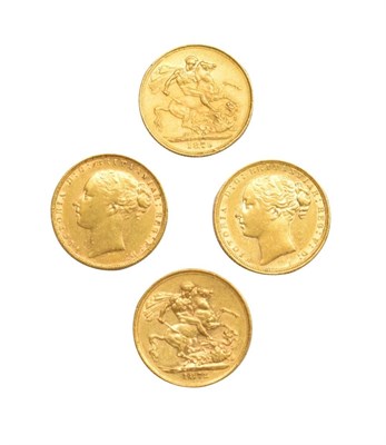 Lot 2023 - Victoria (1837-1901), Sovereigns (4), 1871, 1872, 1873 and 1876, first young head left with...