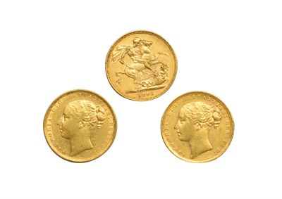 Lot 2024 - Victoria (1837-1901), Sovereigns (3), 1871 (2) and 1880, first young head left with W.W. buried...
