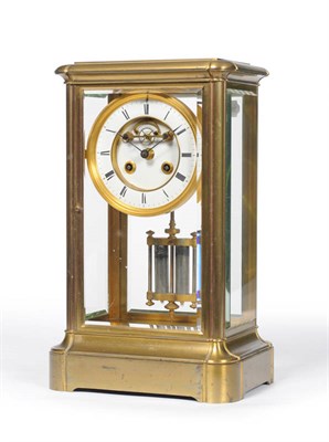 Lot 1033 - A French Four Glass Mantel Clock, stamped Achille Brocot,  circa 1890, the case with four...