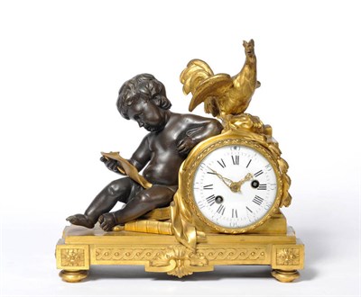 Lot 1036 - A French Ormolu and Bronze Mounted Striking Mantel Clock, circa 1870, the case surmounted with...