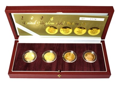 Lot 2099 - UK Gold Proof Pattern Collection 2004, comprising 4 x £1 with 'Heraldic Beasts' on revs: Lion,...