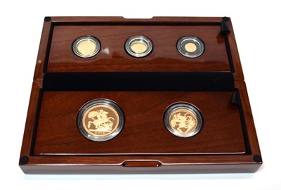 Lot 2107 - The Royal Mint 2014 Sovereign Five-Coin Gold Proof Collection. Complete with Booklet and CoA...