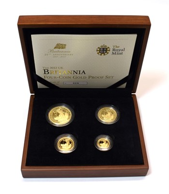 Lot 2115 - Royal Mint 2012 Gold Proof One Britannia Four-Coin Set Presented in the Royal mint wood box and...