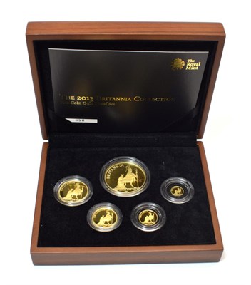 Lot 2117 - Royal Mint 2013 Gold Proof Britannia Five-Coin Collection Presented in the Royal mint box and outer
