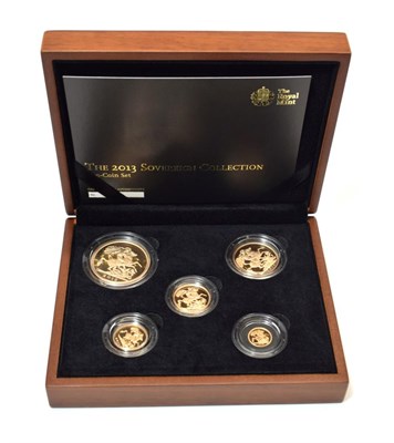 Lot 2118 - Royal Mint 2013 Gold Proof Five-Coin Sovereign Collection Presented in the Royal mint wood box...