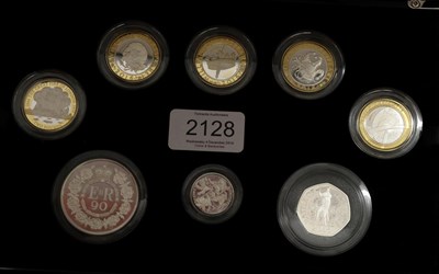 Lot 2128 - Royal Mint 2016 Silver Piedfort Proof Set - 8 coins - boxed with CoA and Paperwork FDC