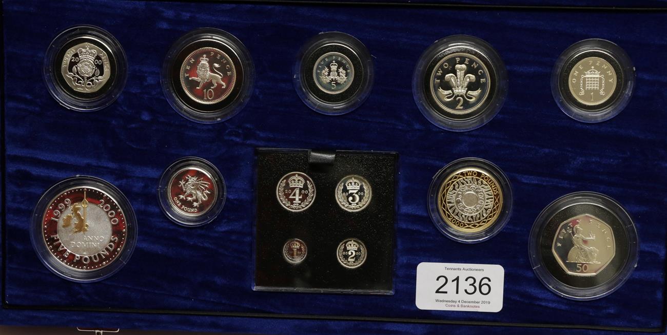 Lot 2136 - Royal Mint. Millenium Silver Proof Collection 2000 including Maundy set Boxed and CoA